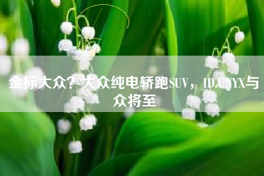 金标大众？大众纯电轿跑SUV，ID.UNYX与众将至