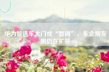 华为智选车大门或“暂闭”，车企朋友圈仍在扩容