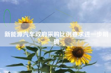 新能源汽车政府采购比例要求进一步明确